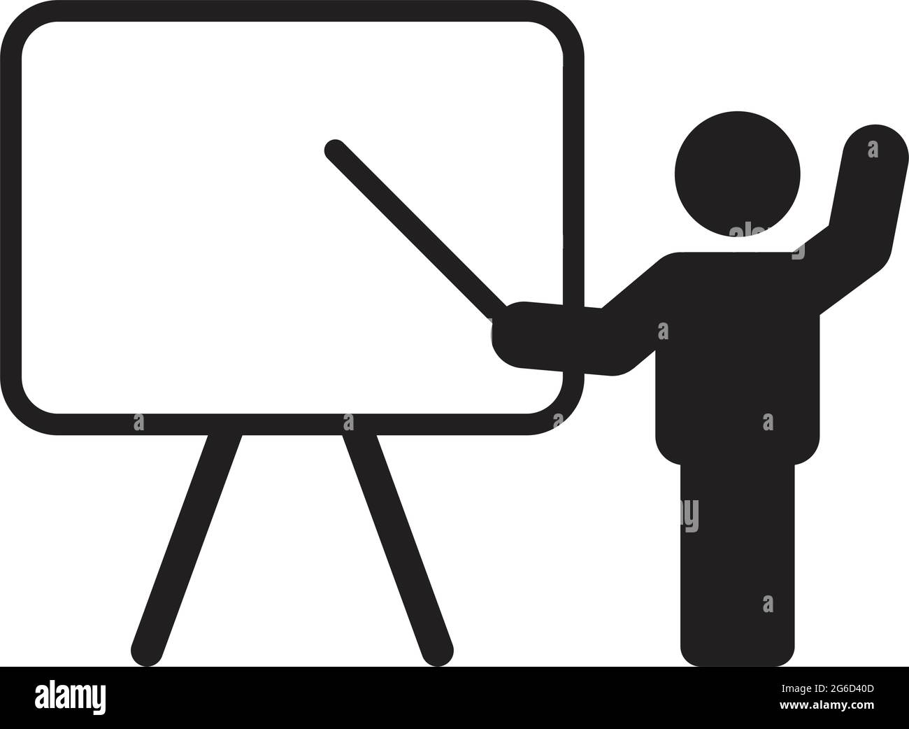 Lecturer icon vector male teacher person with white board symbol in a flat color glyph pictogram illustration Stock Vector
