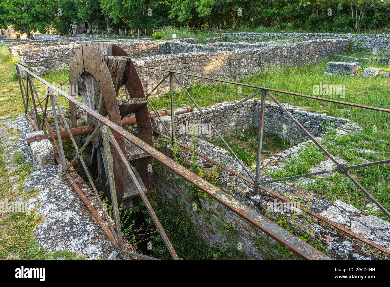 Archaeological ruins of the Roman city of Altilia Sepino. Water mill (hydromula). Sepino Archaeological Park, Isernia province, Molise, Italy, Europe Stock Photo