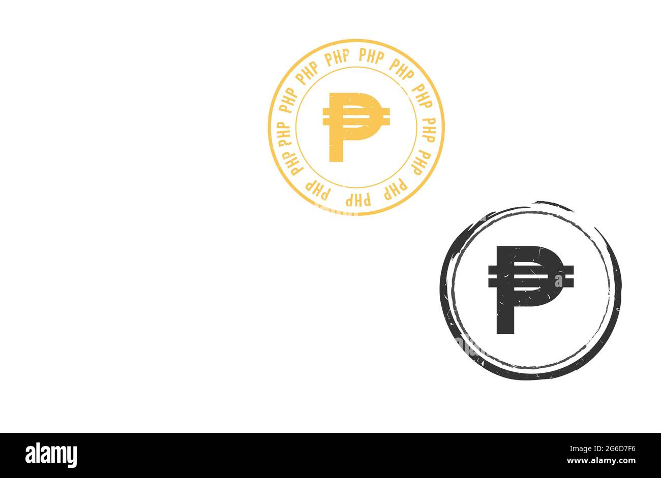 philippine peso PHP grunge stamp seal vector design. Currency mainstream symbol with grunge stamp seal style design Stock Vector