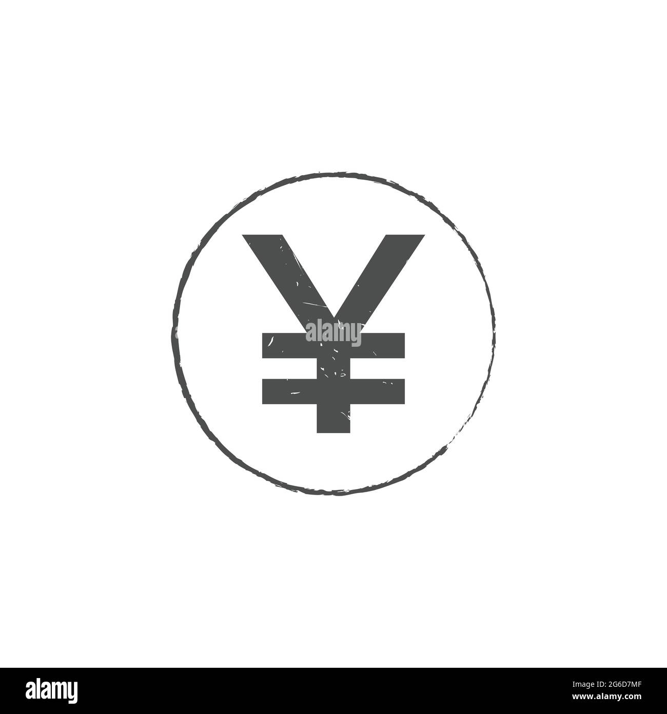 Japan yen JPY grunge stamp seal vector design. Currency mainstream symbol with grunge stamp seal style design Stock Vector