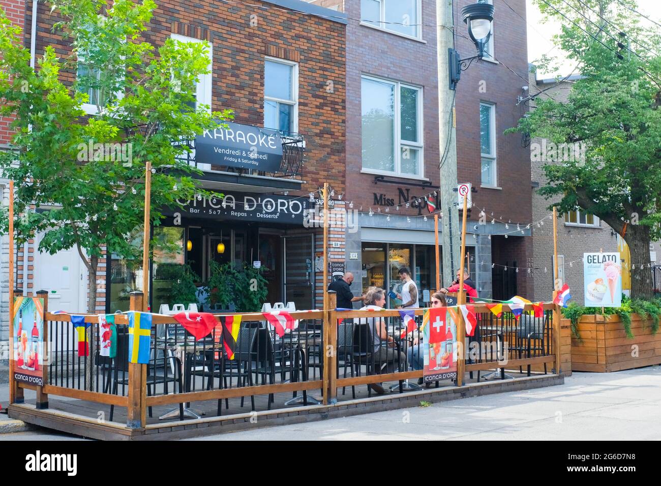 Sidewalk cafe, Little Italy , Montreal , Canada Stock Photo Alamy
