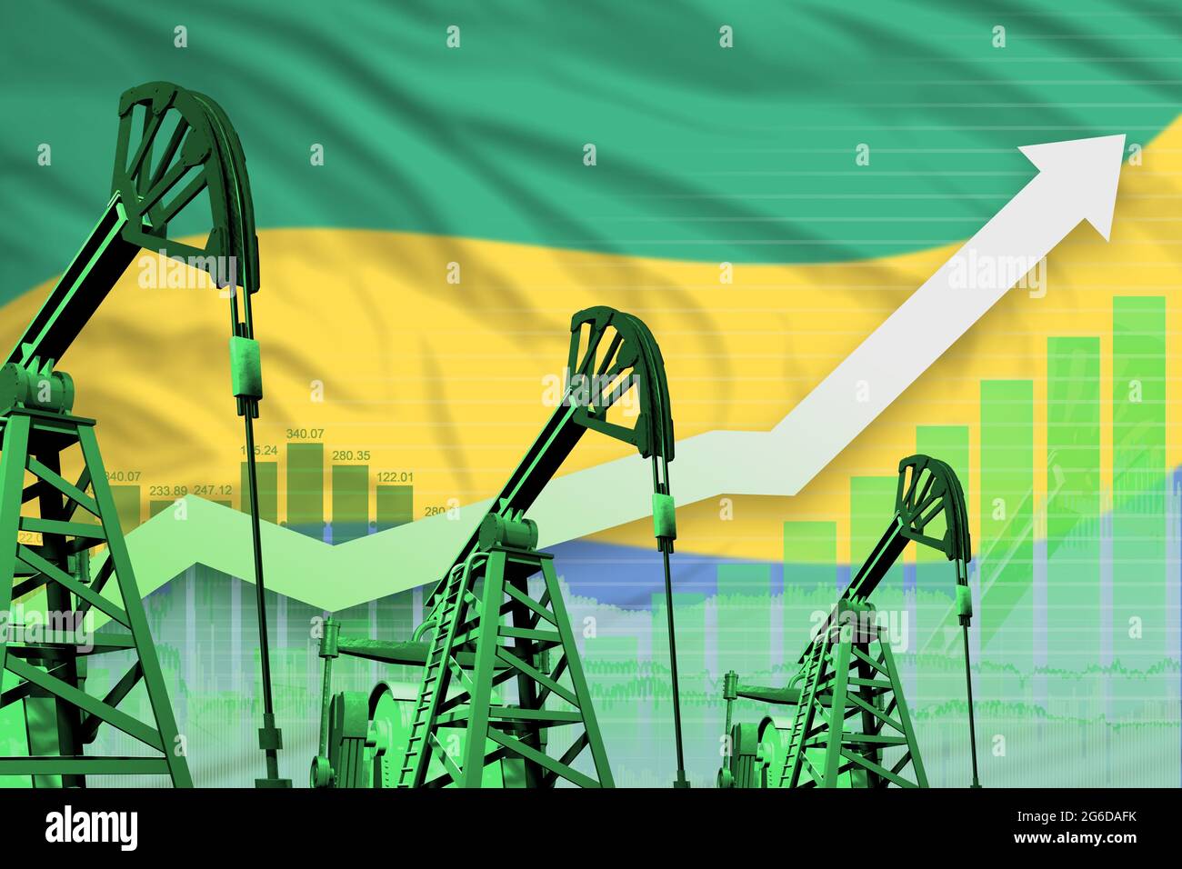 Gabon oil industry concept, industrial illustration - rising up chart ...