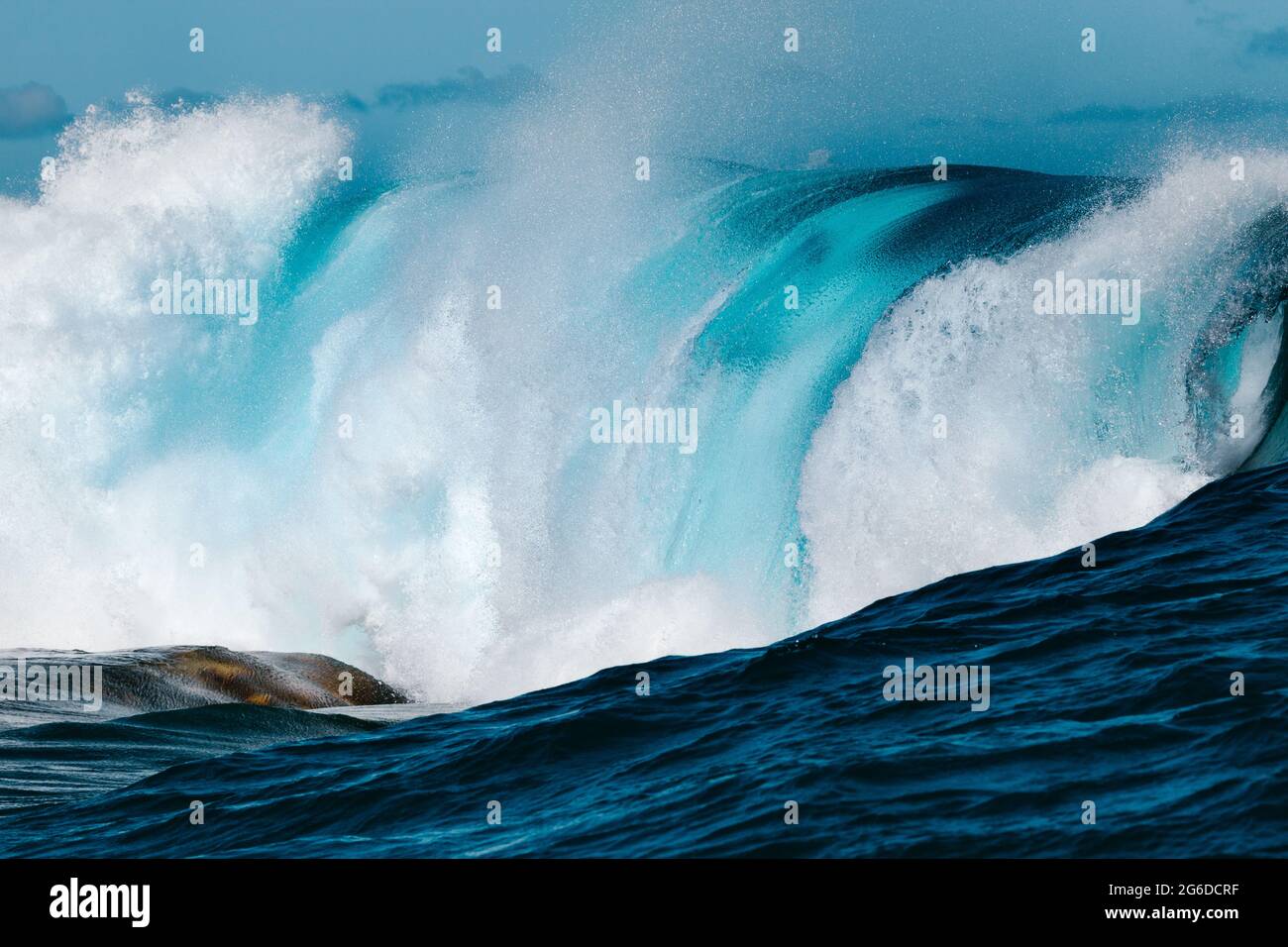 Powerful foamy sea waves rolling and splashing over water surface ...