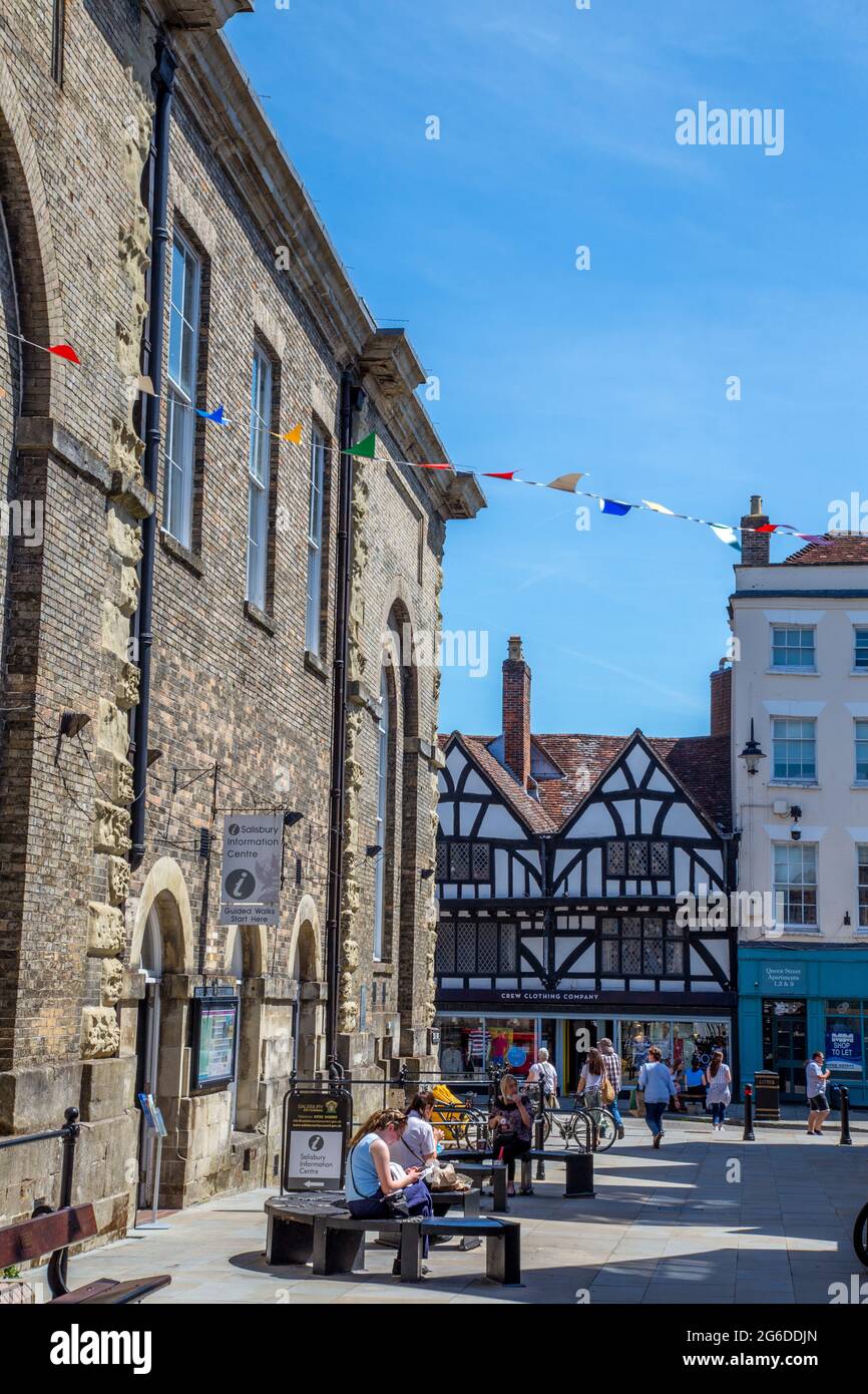 Historic shops and buildings in Salisbury, Wiltshire, England Stock Photo