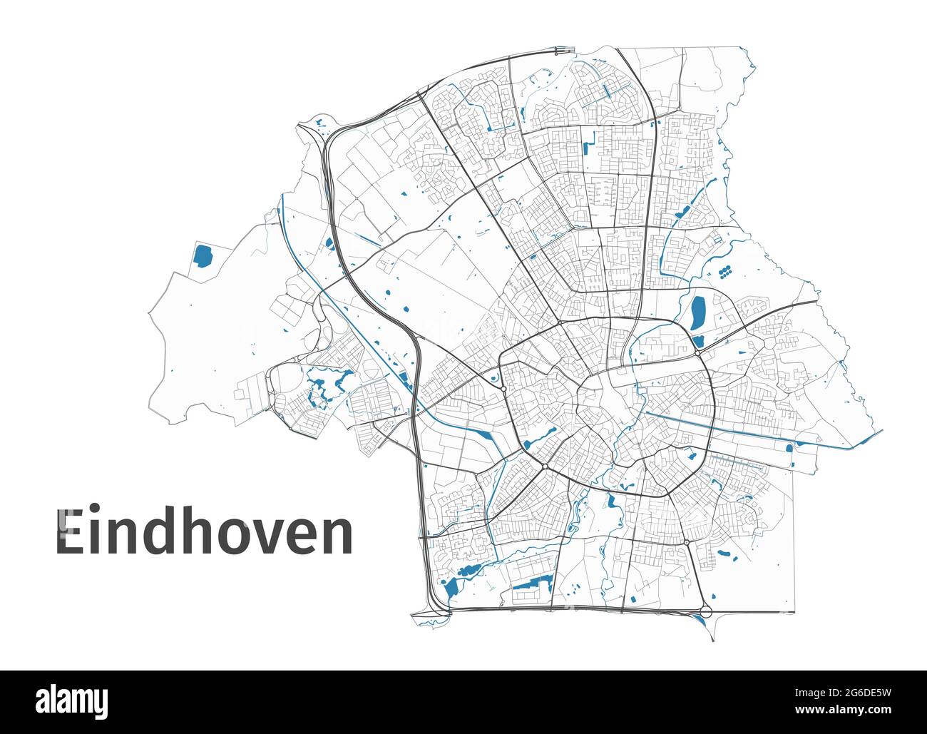 Eindhoven map. Detailed map of Eindhoven city administrative area
