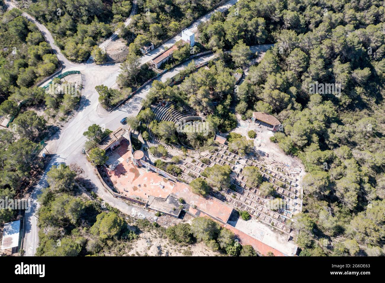 Picture dated June 2021 shows the Festival Club, which was the first Super  Club in Ibiza built in the 1970's which now lies abandoned and taken over by  nature. New pictures show