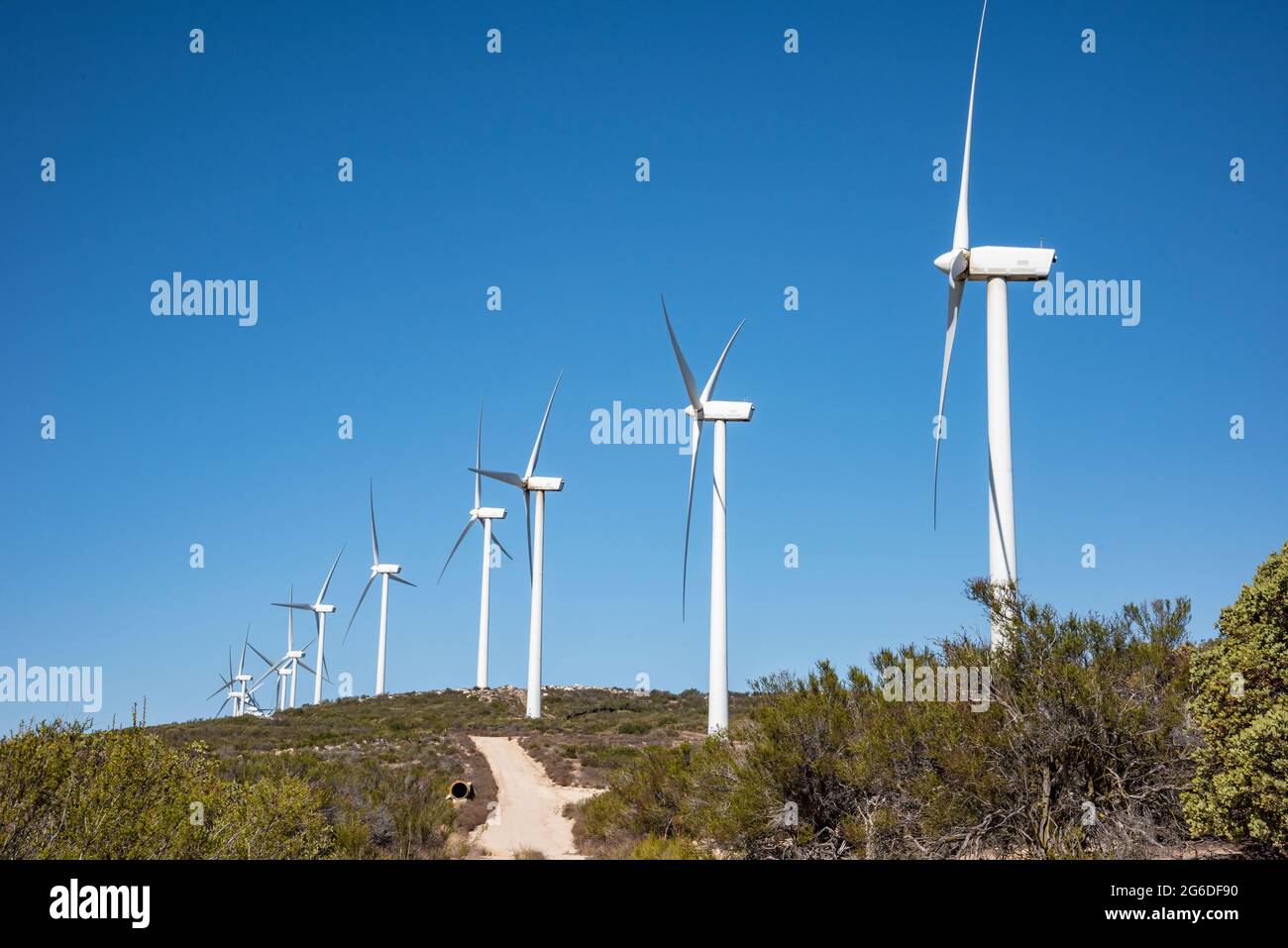 Kumeyaay wind power project electricity generating wind turbime farm, at Tecate Divide, Southern California Stock Photo