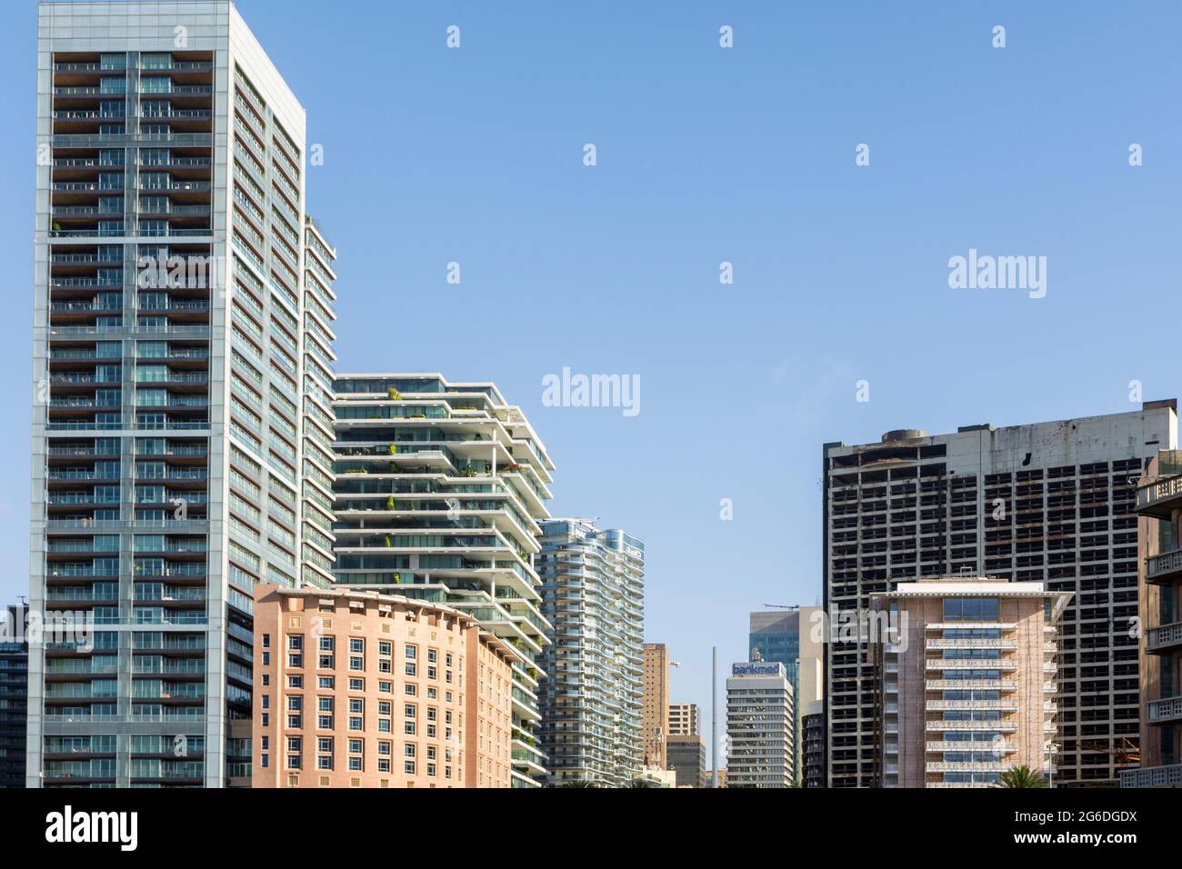 Beirut cityscape, modern skyline, facade of high rise buildings, Beirut, Lebanon Stock Photo