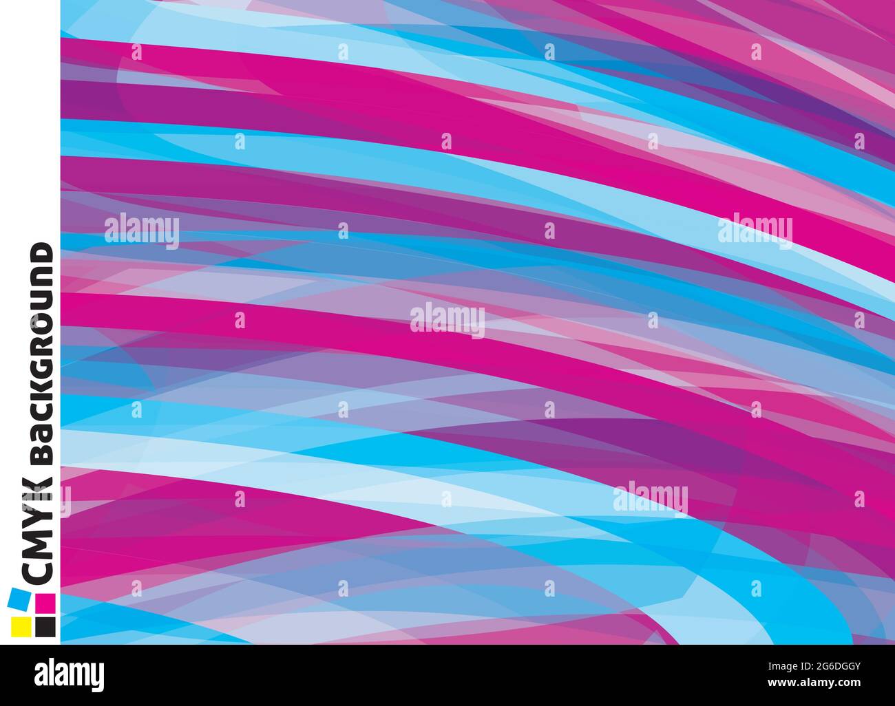 Abstract background with red violet and cerulean chaotic stripes. Artistic vector graphic pattern. CMYK colors Stock Vector