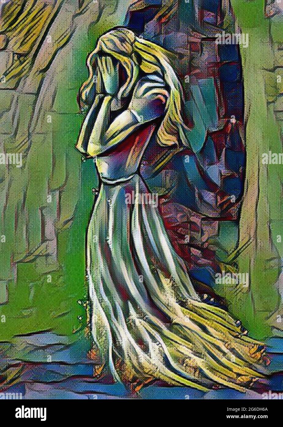 A crying white lady ghost illustration Stock Photo Alamy