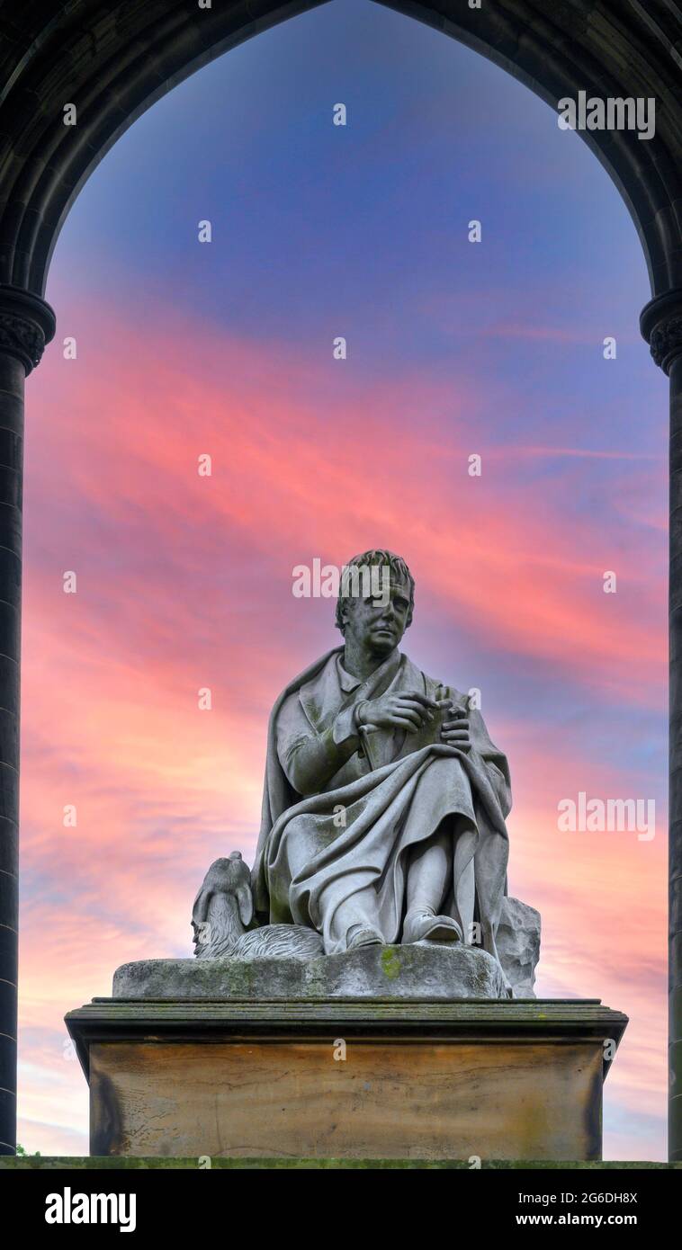 Statue of Sir Walter Scott in the Scott Monument, Princes Street Gardens, Edinburgh, Scotland, UK Stock Photo