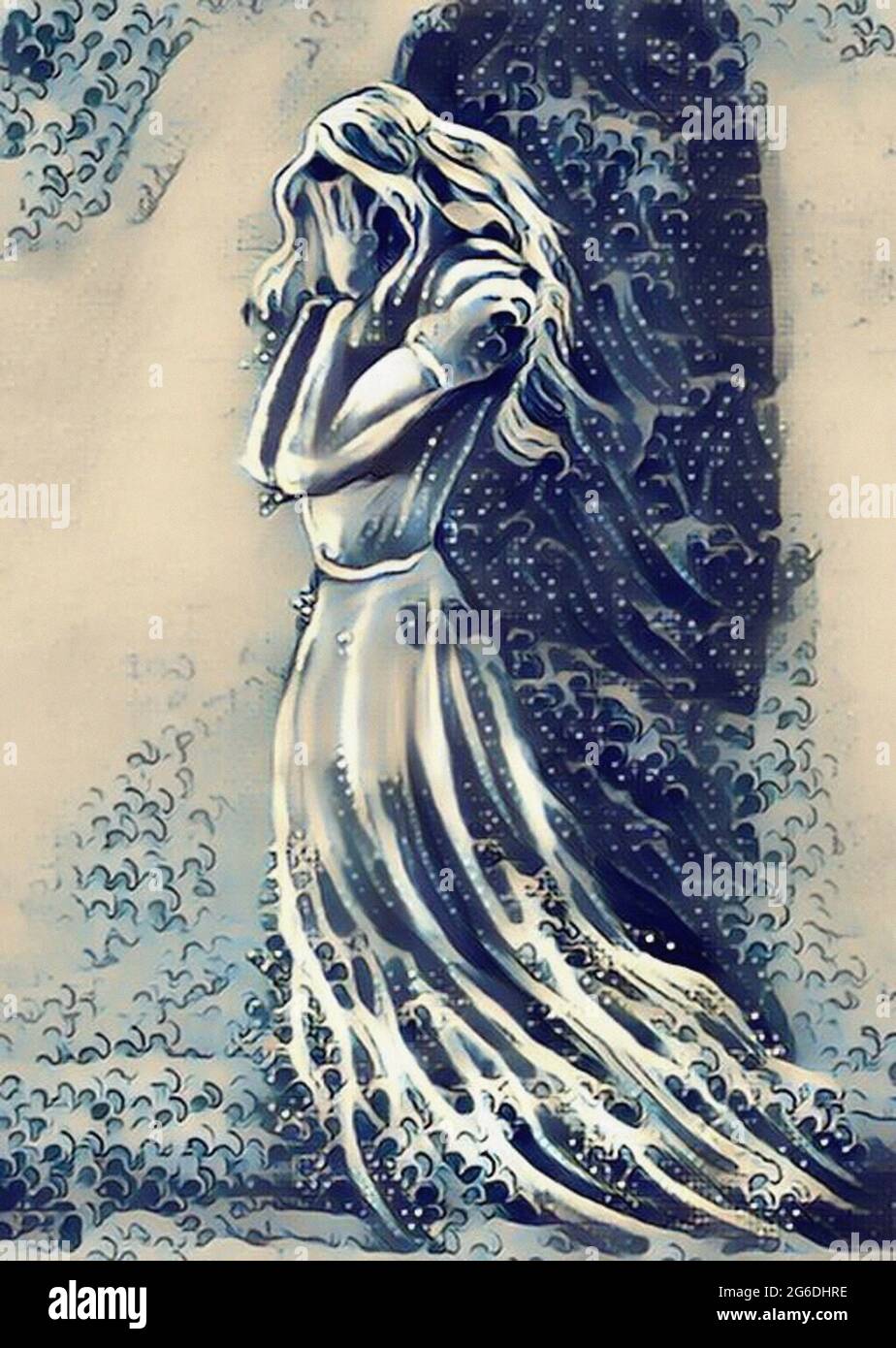 A crying white lady ghost illustration Stock Photo Alamy