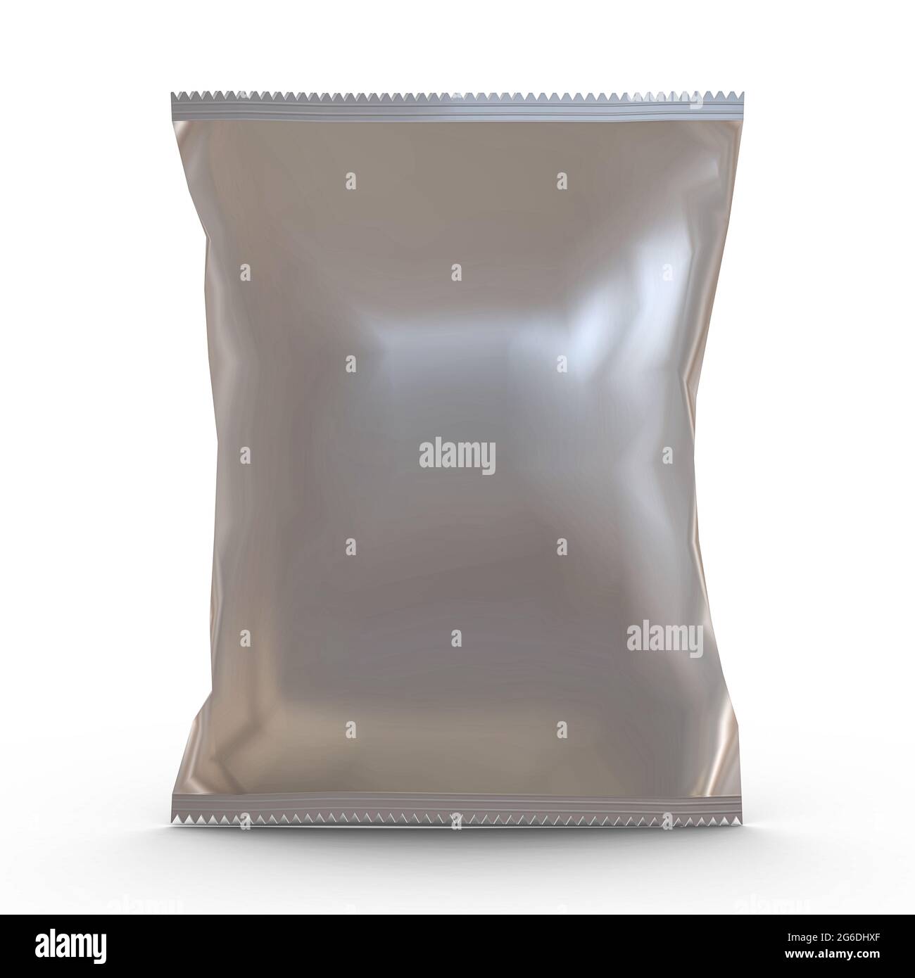 3D rendering - High resolution image sliver pillow bag Isolated on a white background high quality details Stock Photo