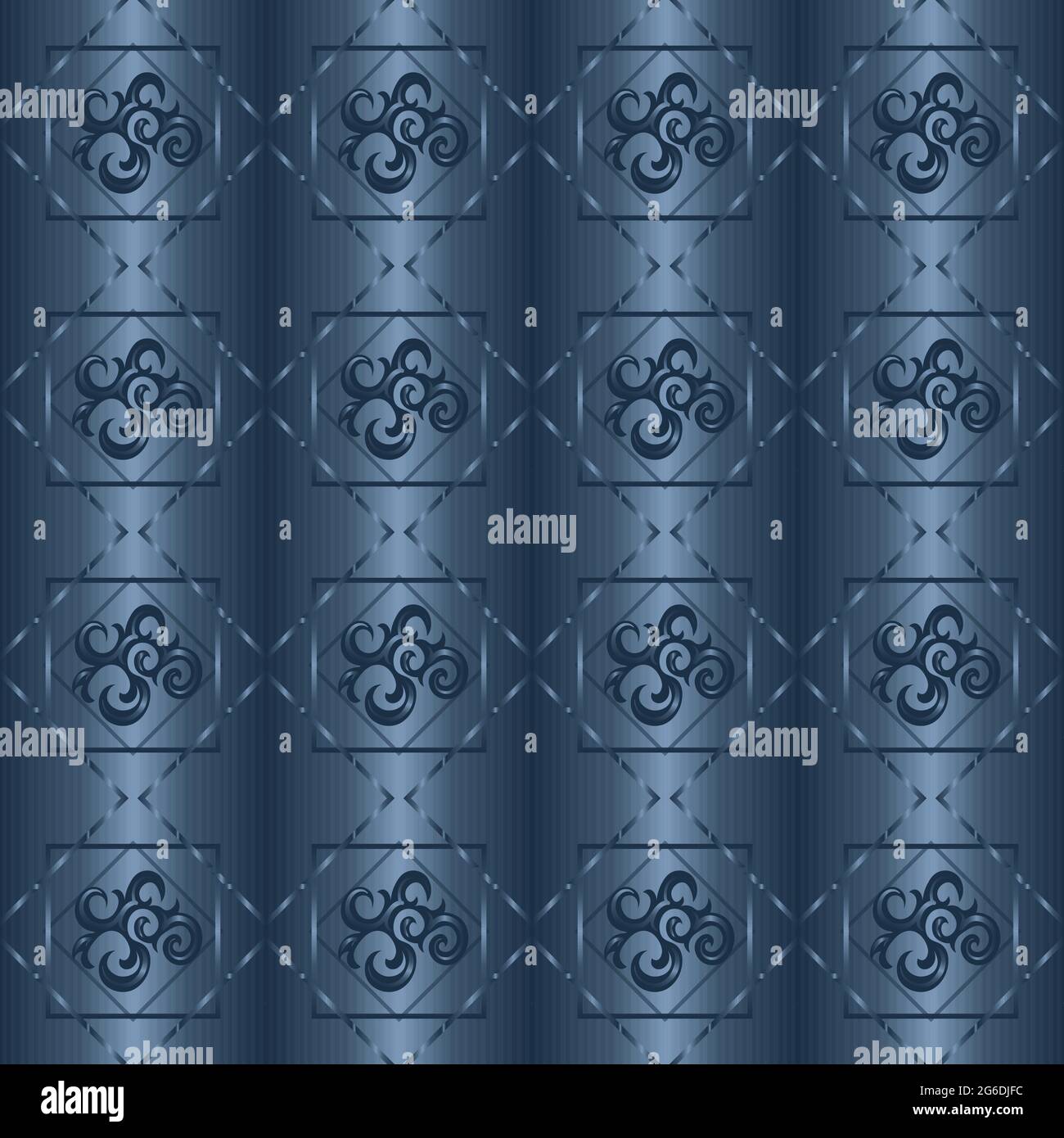 dark blue background is a seamless pattern. The curls are ornate Stock ...