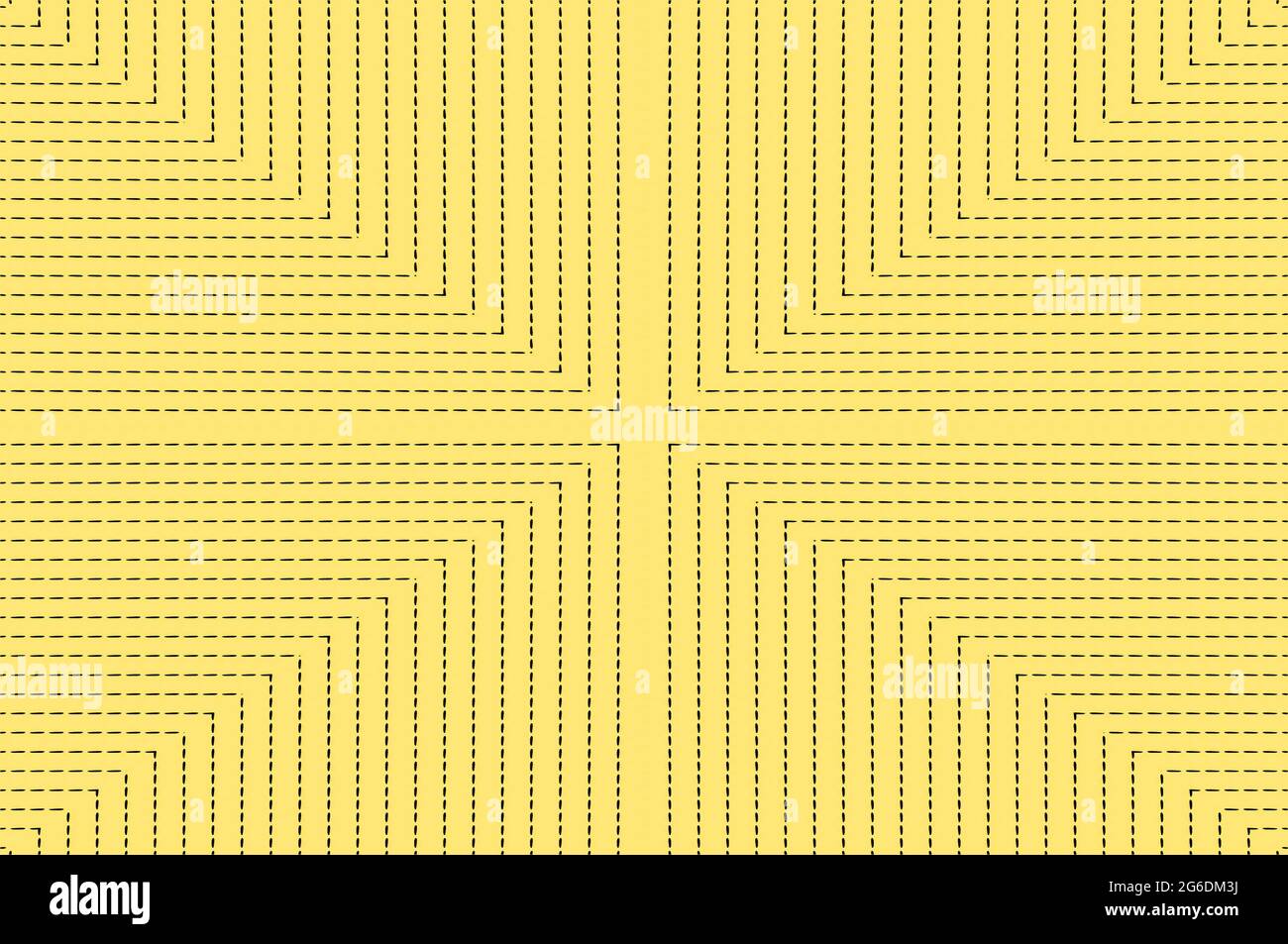 Yellow background is covered in lines and dots coming to a T at center of image.  This image could represent the concept of 'connect the dots.' Stock Photo