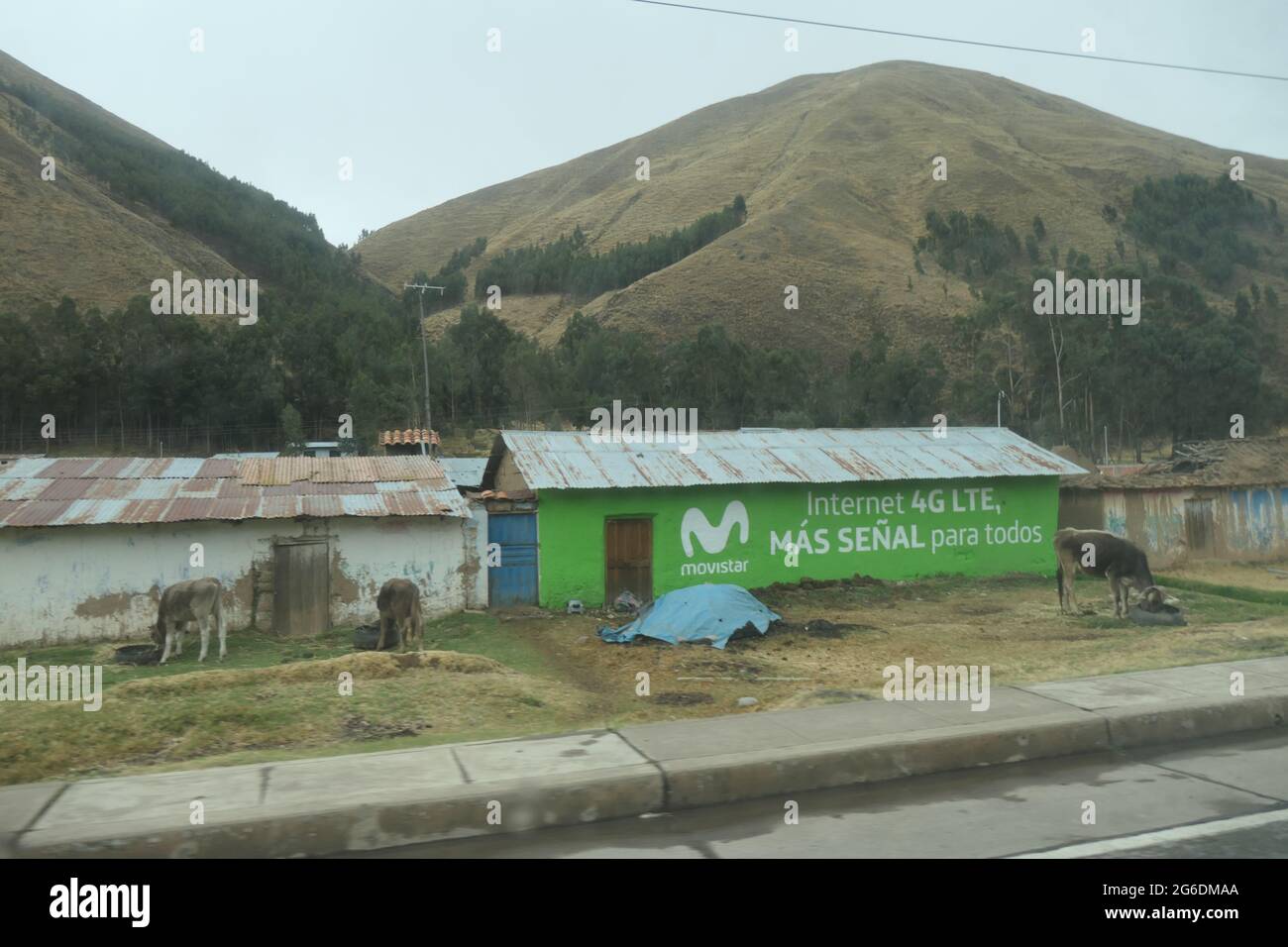 Peru Mountains and villages and local farm building building buildings ...