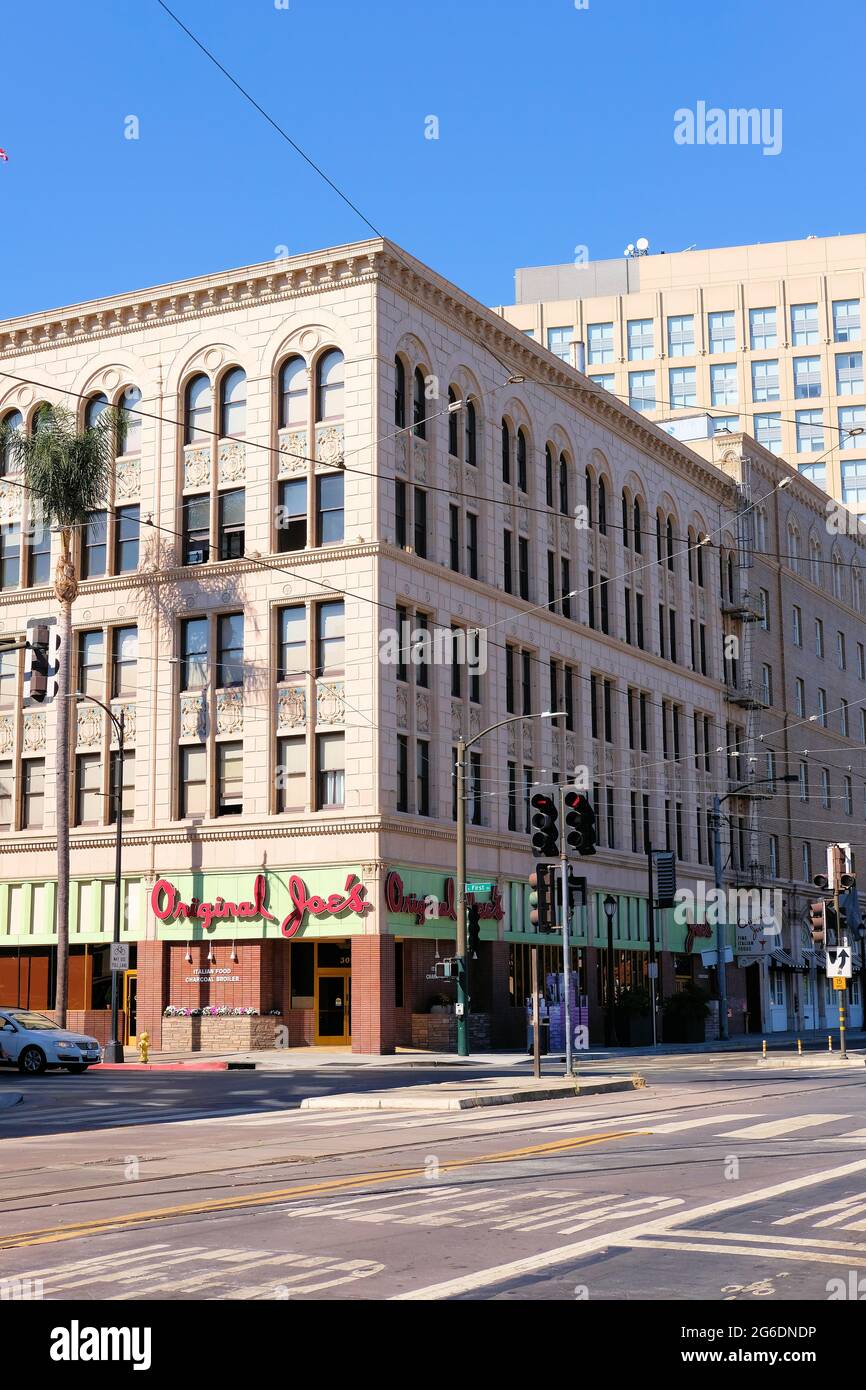 Exterior view of Original Joe's Italian American food restaurant in downtown San Jose, California; Bay Area casual dining; established in 1956. Stock Photo