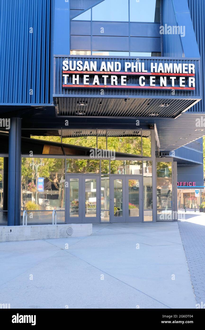 Sign above the main entrance to the Susan and Phil Hammer Theatre Center, operated by San José State University, in downtown San Jose, California. Stock Photo