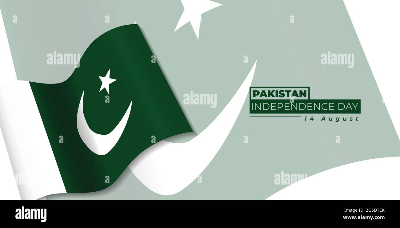 Pakistan Independence Day design with waving pakistan flag. Good template for Pakistan National Day design. Stock Vector