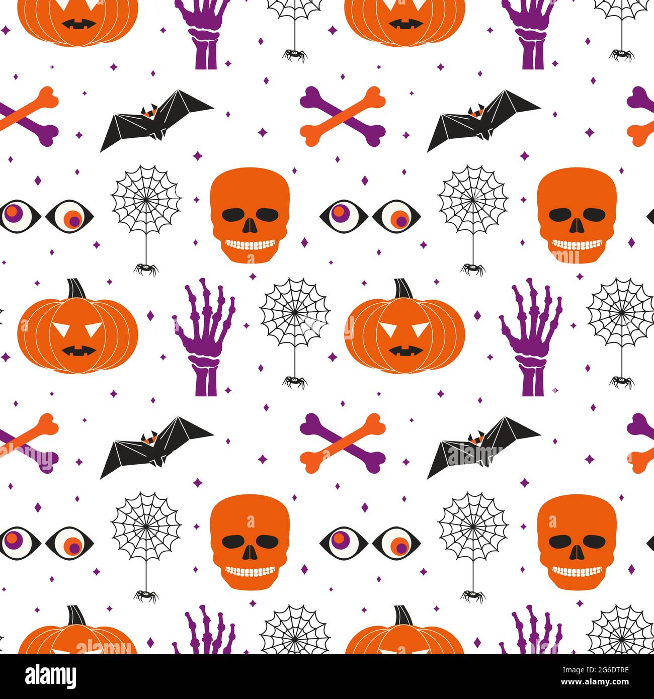 Halloween holiday funny symbol set seamless vector pattern Stock Vector