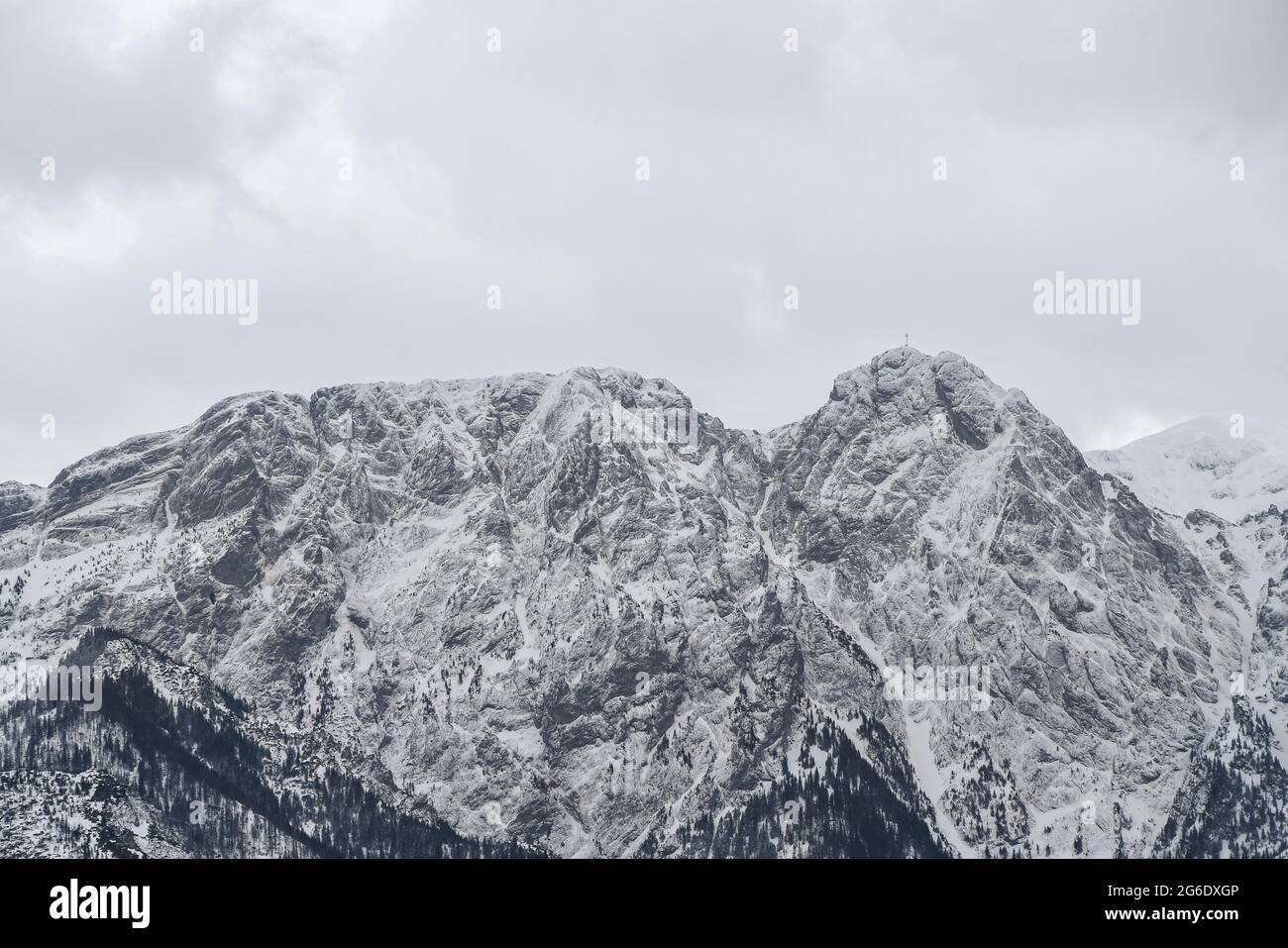 Giewont Mountain covered with the snow,Tatra National Park, Poland Stock Photo