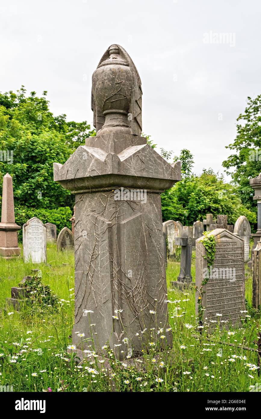 Gravestones in churchyard of Holy Trinity church, Morecambe, Lancashire Stock Photo