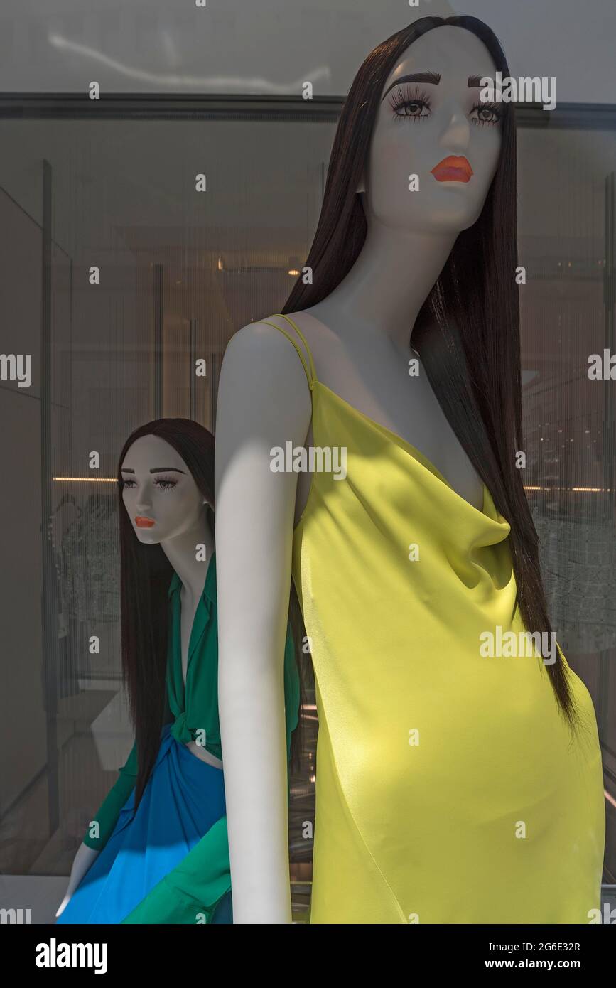 Fashionably dressed mannequins of a fashion store, Munich, Bavaria