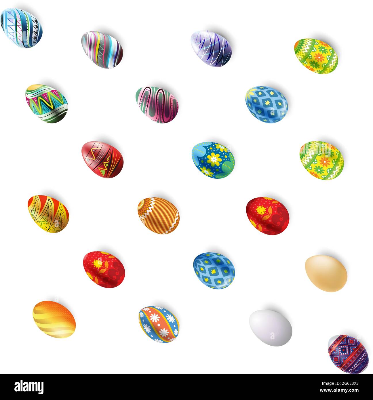 Happy Easter twenty different egges isolated on white background - vector illustration Stock Vector