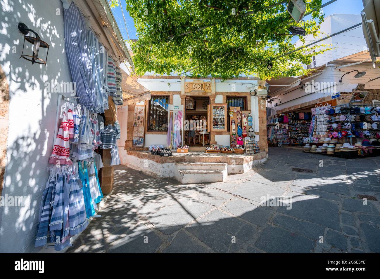 Shops with souvenirs, Lindos alleys, Lindos, Rhodes, Doedekanes, Greece