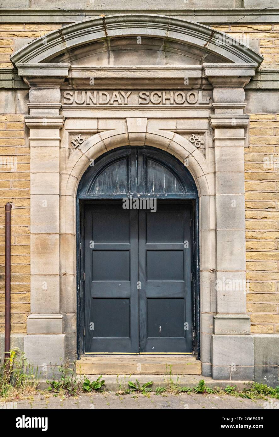 Entrance doorway to Sunday School building in Poulton le Sands, Morecambe Stock Photo