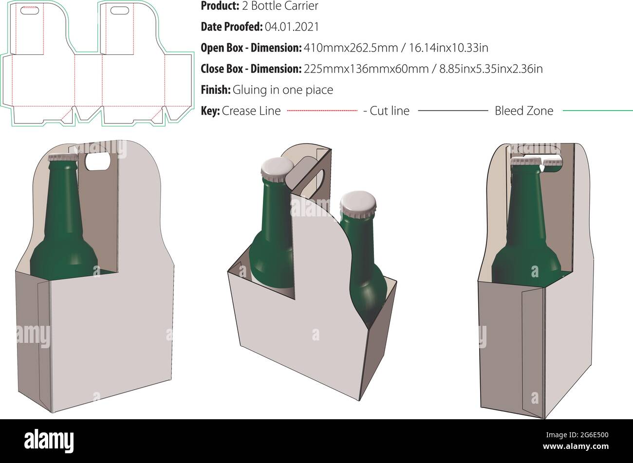 Two beer bottle's holder with handle on top, crash lock on bottom