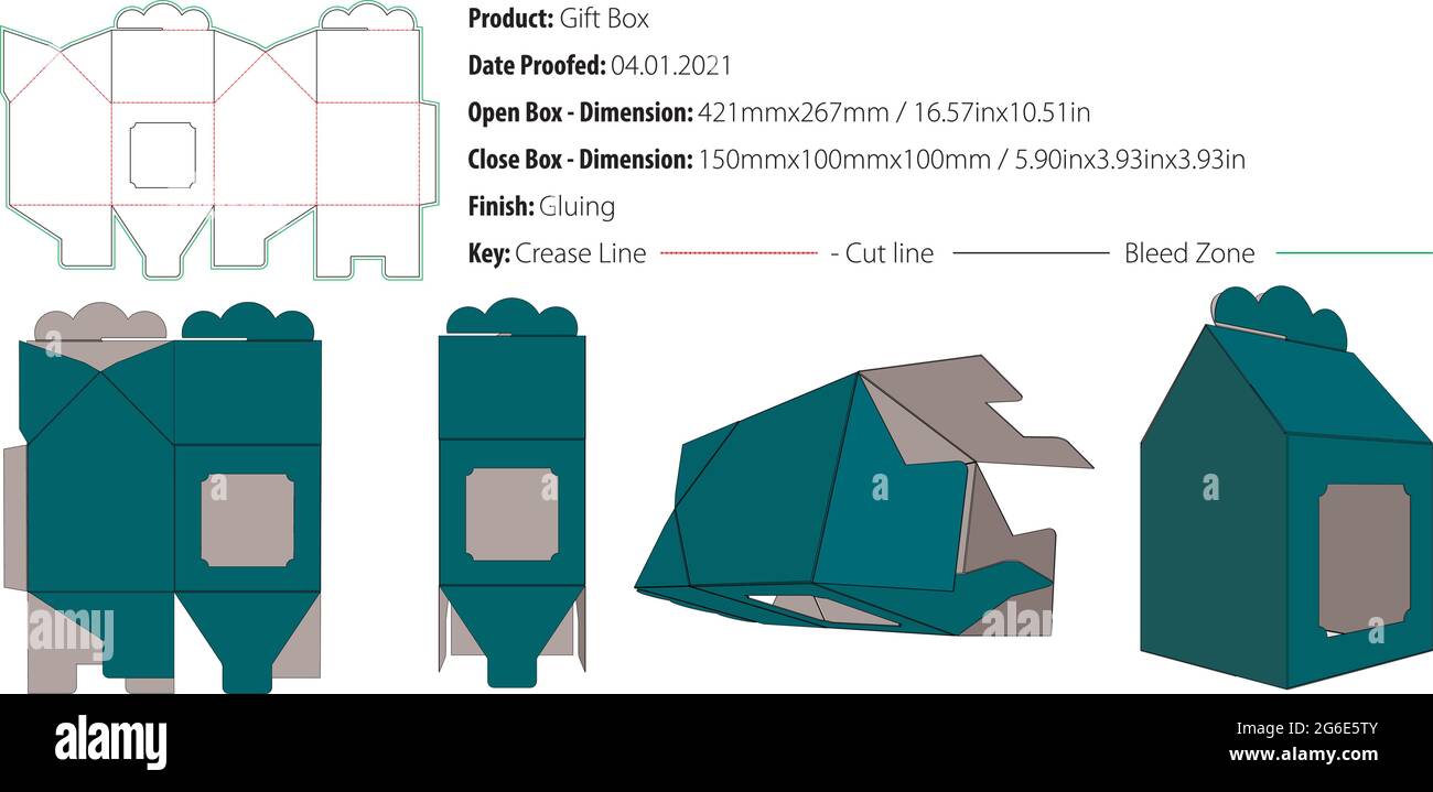 Gift box packaging design template gluing die cut vector Stock Vector