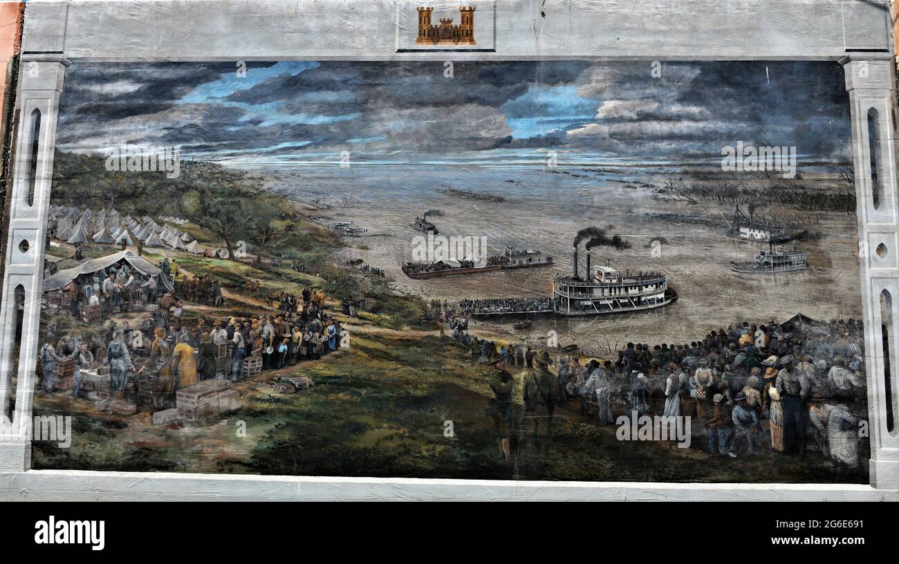 The Nations most Destructive Flood, part of the Riverfront Murals, Vicksburg, Mississippi. Stock Photo
