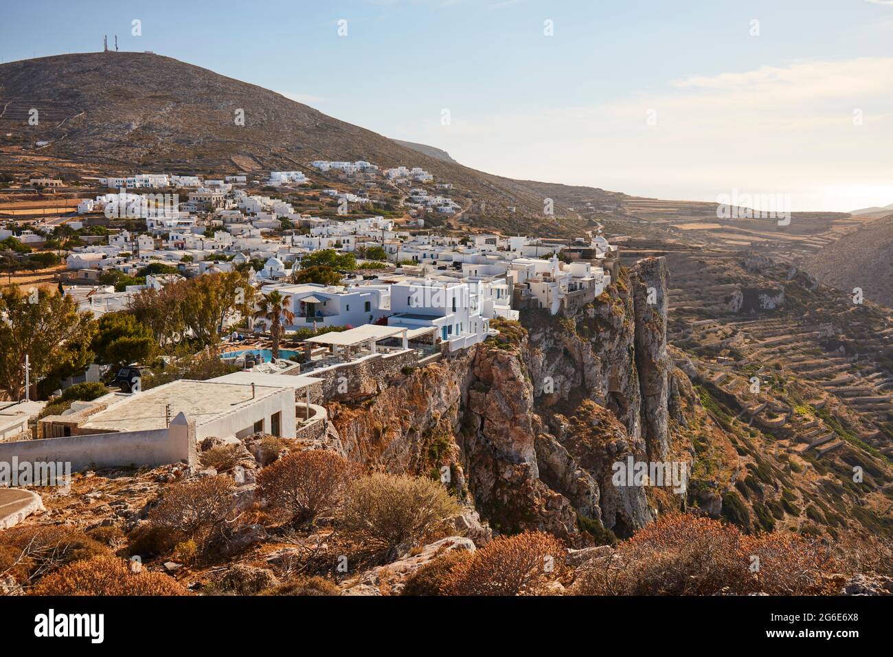 Built on the precipice, Plaka, Folegandros, Cyclades, Greece Stock Photo