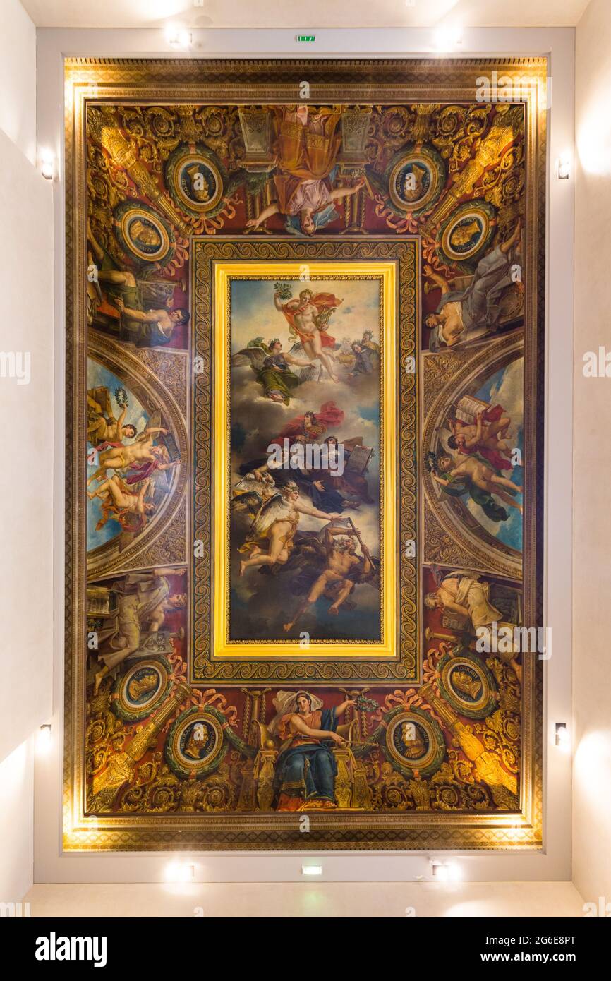 Ceiling painting louvre museum paris hi-res stock