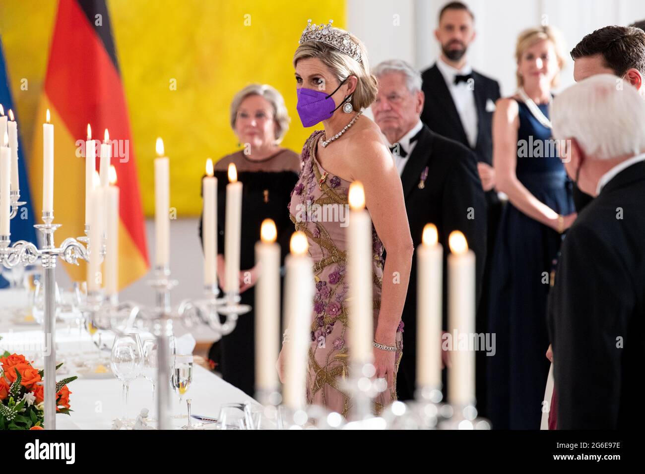 Queen Maxima of the Netherlands during State Banquet at Bellevue Palace ...