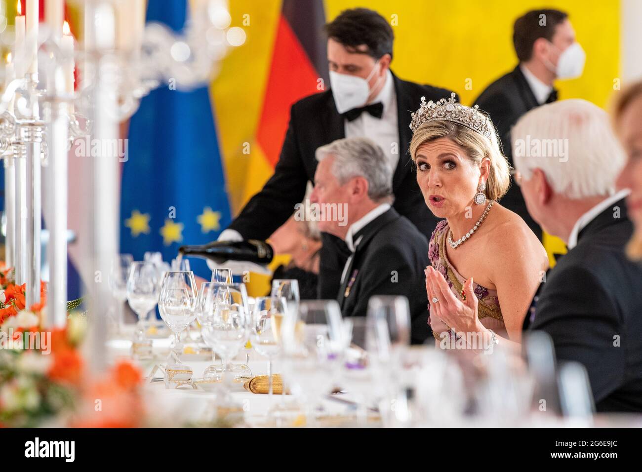 Queen Maxima of the Netherlands during State Banquet at Bellevue Palace ...