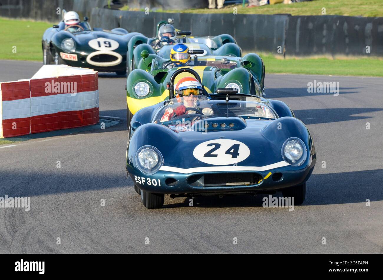 Tojeiro Jaguar classic sports car, vintage racing car competing in the