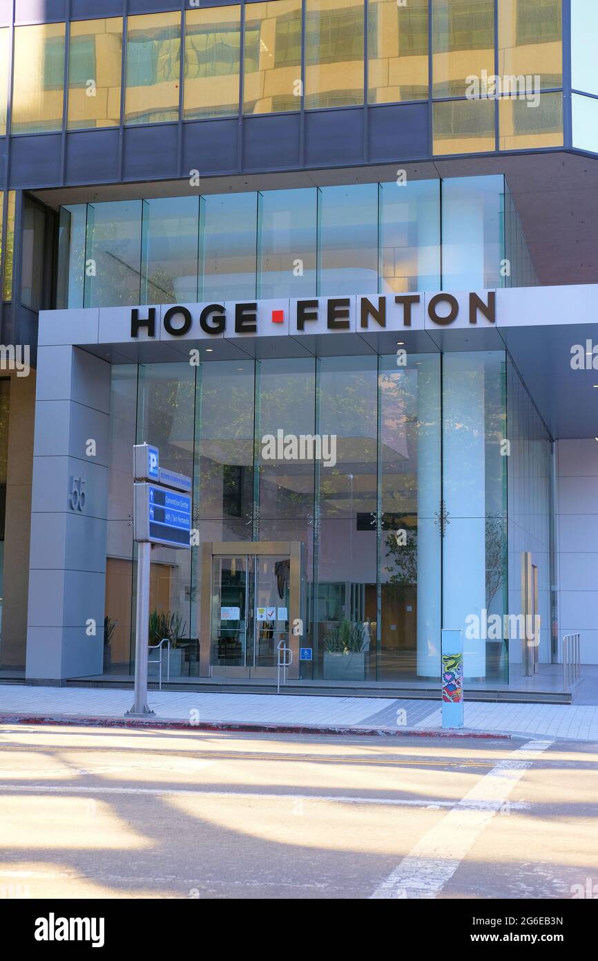 Hoge Fenton building in San Jose, California; a multi-service law firm headquartered in Silicon Valley; intellectual property, employment, family law. Stock Photo