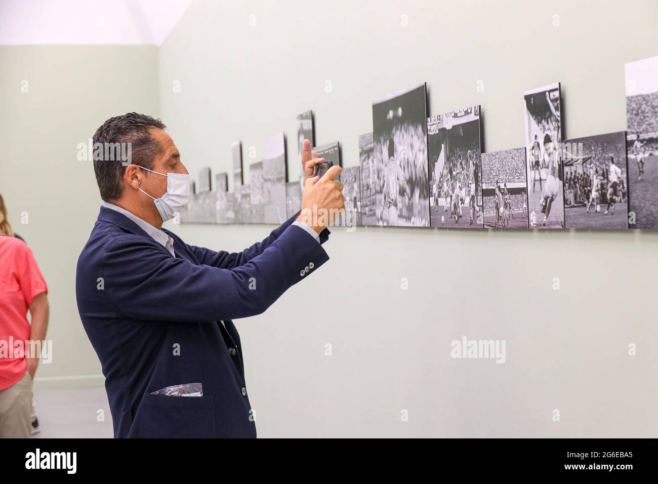 Trentola Ducenta, Campania, Italy. 4th July, 2021. At the Il Jambo shopping center the photographic exhibition of the photographer of the FotoSud agency Sergio Siano was inaugurated, curated by Yvonne De Rosa.In the photo the marketing manager of SSC Napoli Alessandro Formisano Credit: Fabio Sasso/ZUMA Wire/Alamy Live News Stock Photo