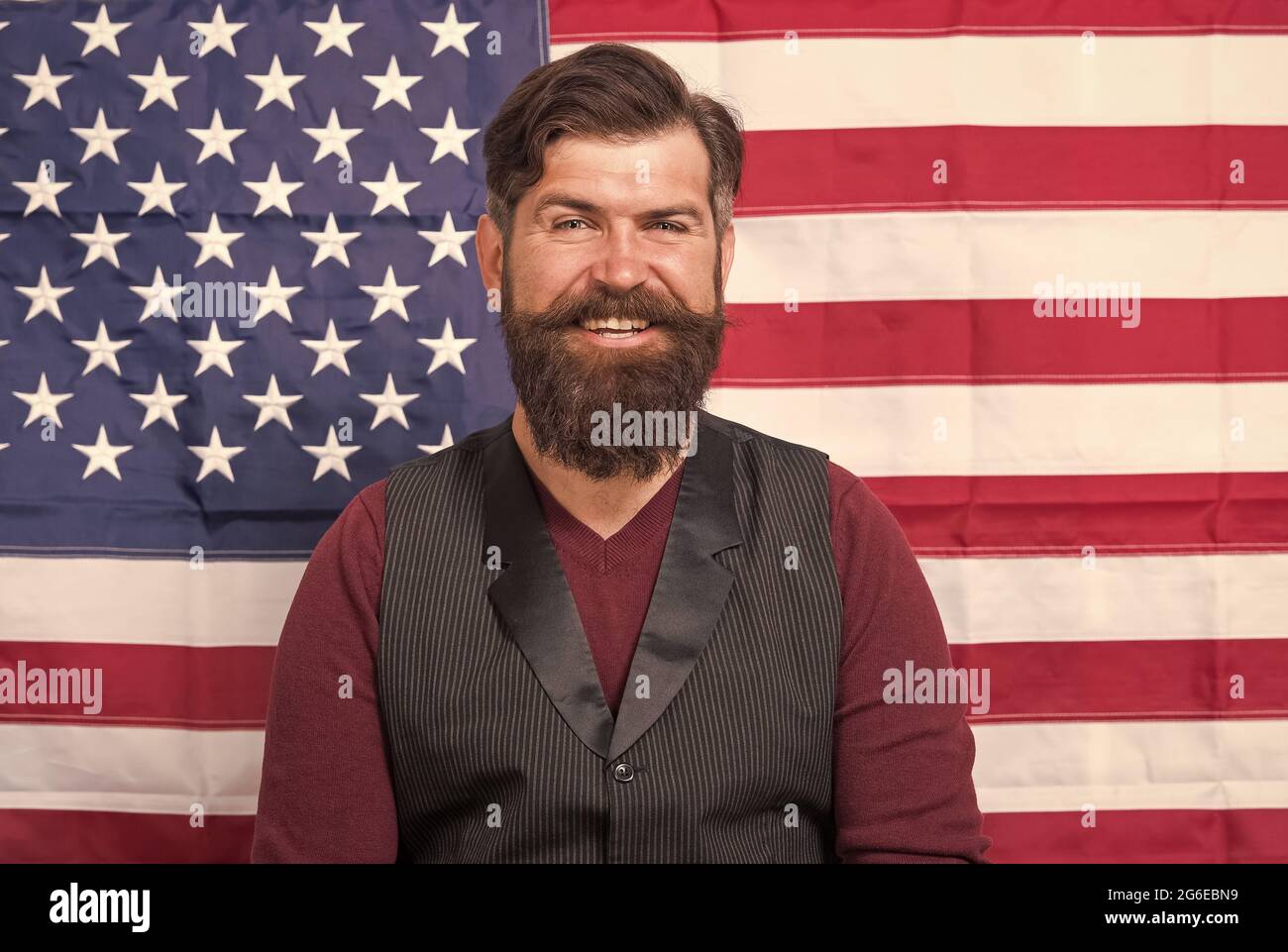 Feel patriotic. usa celebrate 4th of july. english language learning. happy holiday of independence day. follow american traditions. man devoted his Stock Photo
