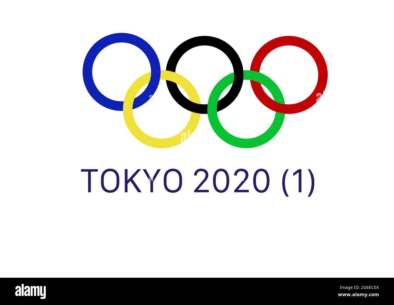 Udine, Italy, July 2021.  The concept of the confusion created by keeping the year 2020 in the symbol of the Tokyo Olympics, which instead take place Stock Photo