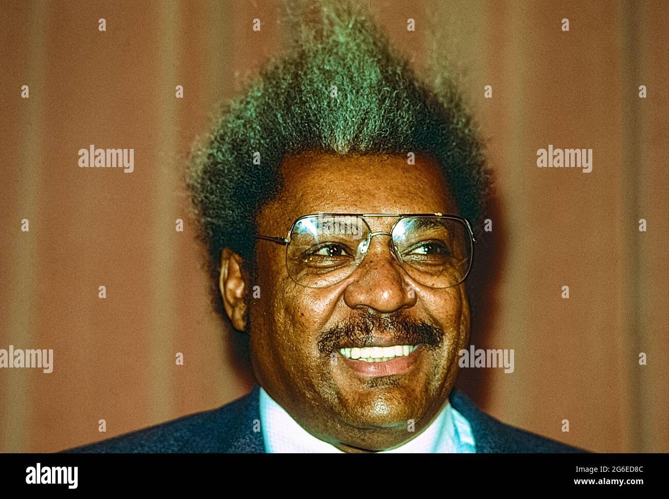 Don King at press conference to announce 1988 fight with Mike Tyson
