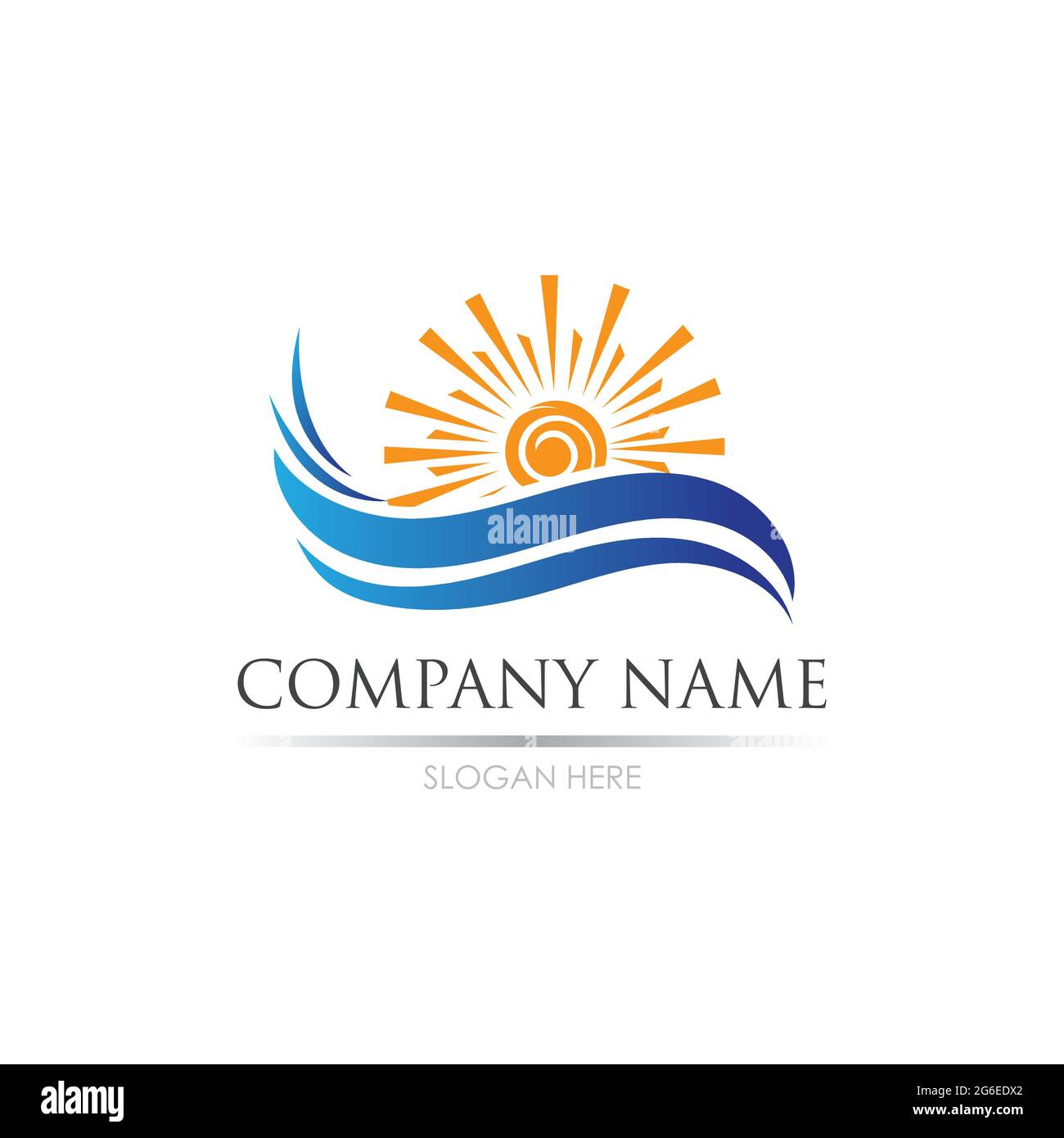 sea Water wave and sun icon vector illustration design logo - Vector ...