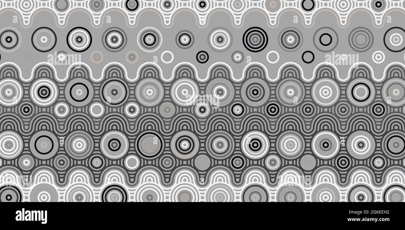 Abstract geometric pattern circles overlapping.Traditional background gray color with wave lines design for carpet,wallpaper,clothing,wrapping,batik Stock Vector
