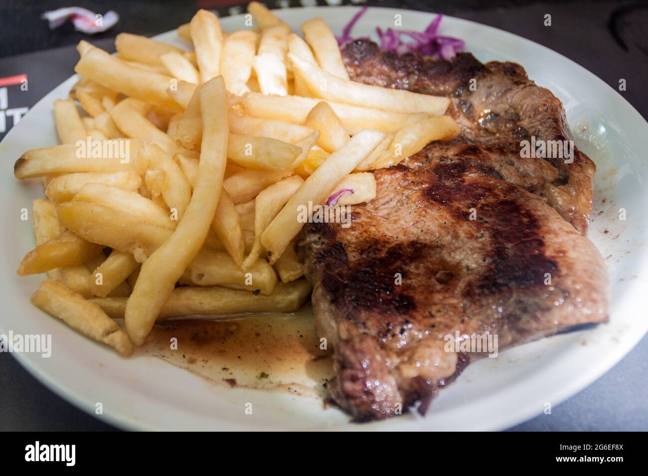 Argentinian steak in a restaurant in Mendoza, Argentina Stock Photo