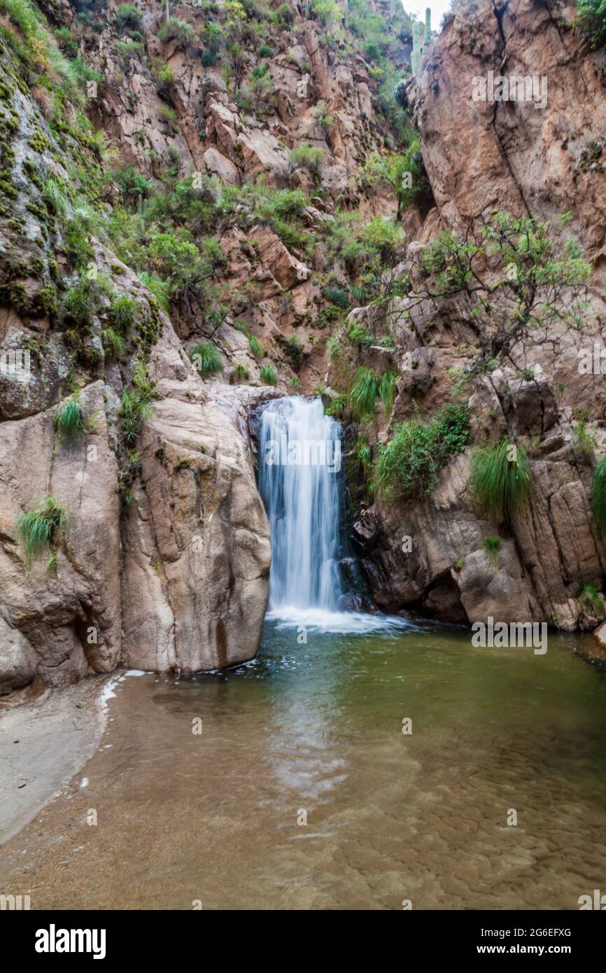 Waterfall in Quebrada del Colorado canyon near Cafayate, Argentina Stock Photo