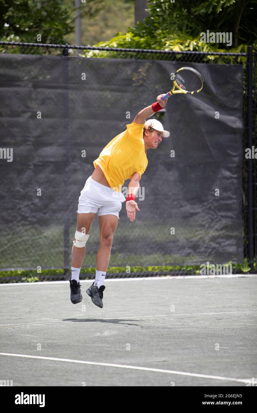 Tennis player Liam Draxl from Canada plays at the Midtown Athletic Club  Tennis Tournament at Weston Florida on July 5th, 2021 Stock Photo - Alamy