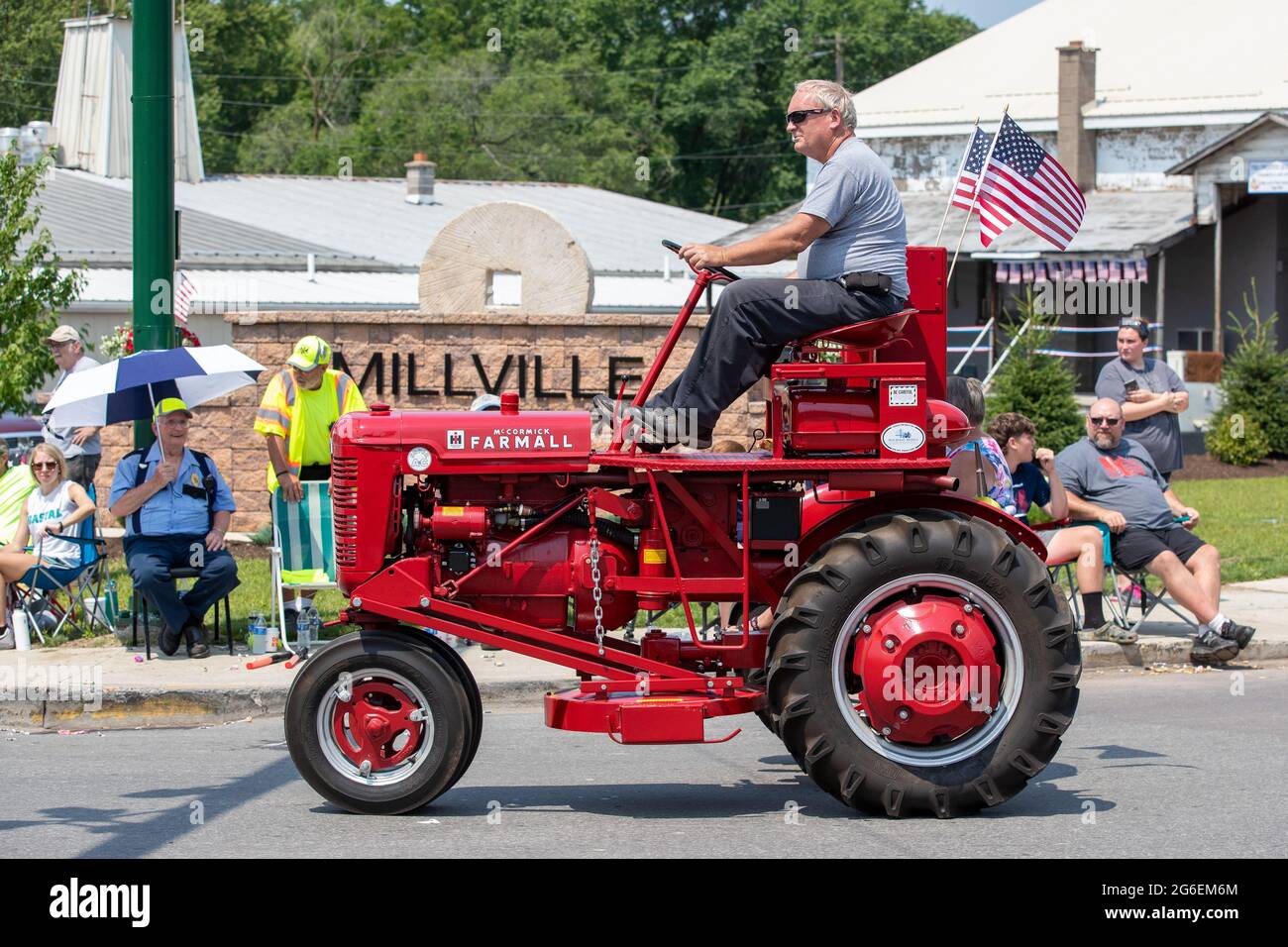 Millville, United States. 05th July, 2021. A man drives an