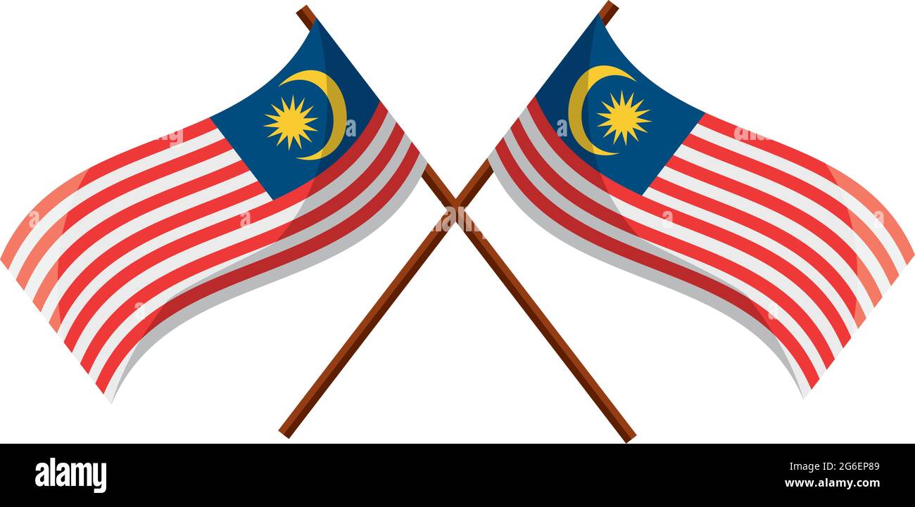 malaysia flags crossed Stock Vector